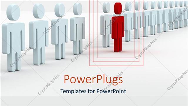 Preview This Beautiful Template for PowerPoint & Google Slides Three dimensional red colored man leading contingent of white colored men