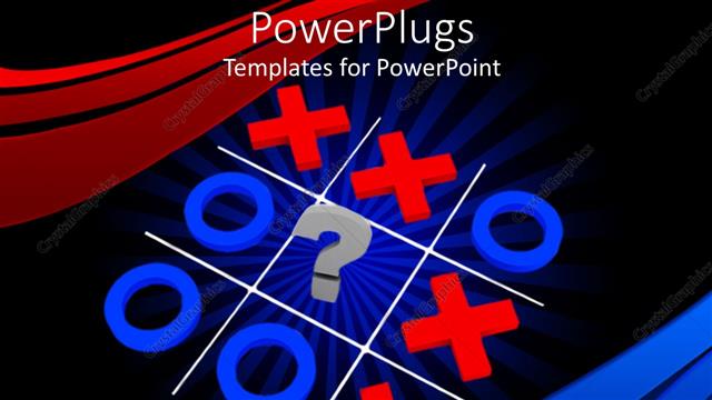  Presentation with uncertainty - Three dimensional rendering of tic tac toe game in red and blue