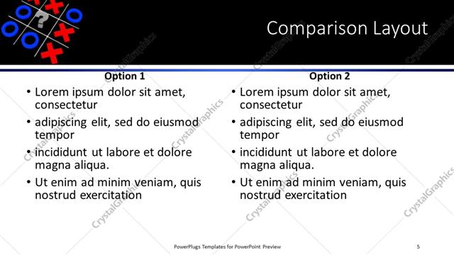 Comparison presentation slide layout