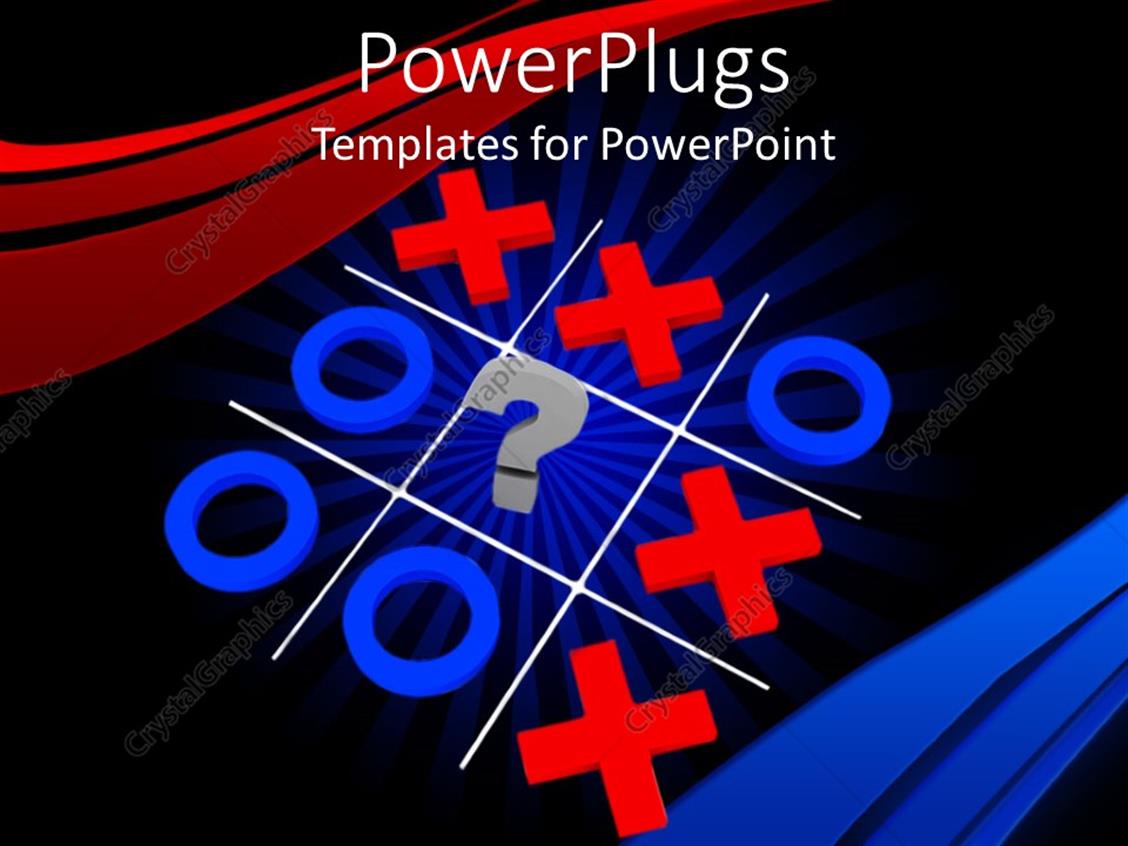 PowerPoint Template Three dimensional rendering of tic tac toe game in