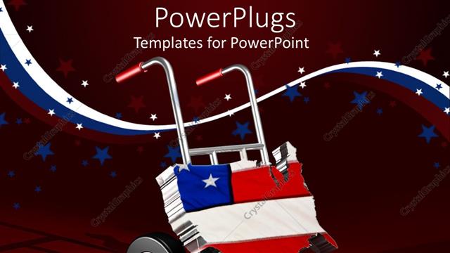  Presentation with united states map - Three dimensional United States map on hand truck