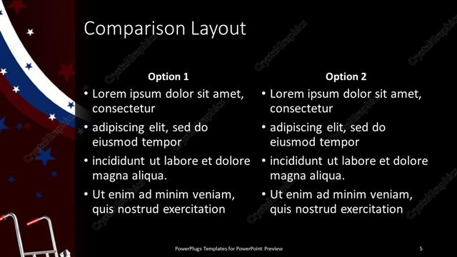 Comparison presentation slide layout