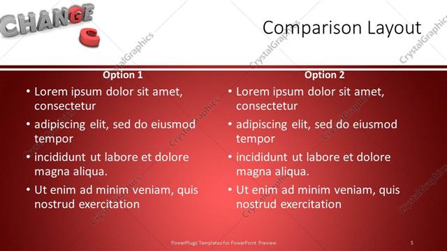 Comparison presentation slide layout