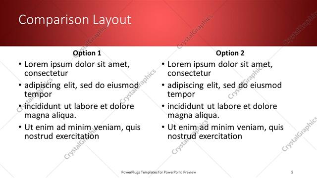 Comparison presentation slide layout