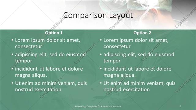 Comparison presentation slide layout