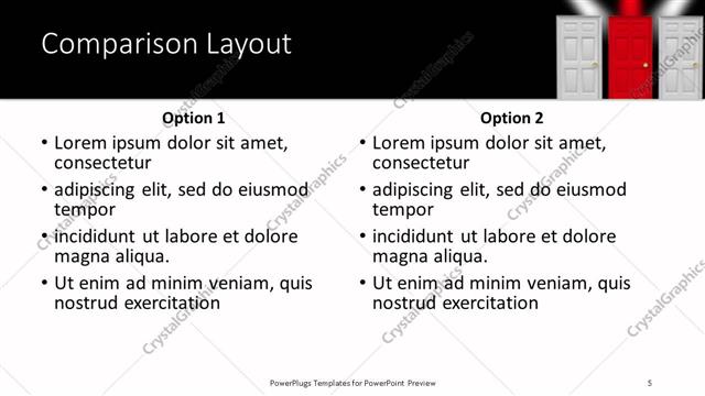 Comparison presentation slide layout
