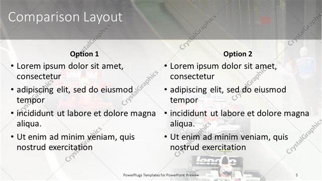 Comparison presentation slide layout