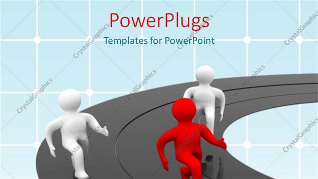  Presentation with racing - Three figures racing on black mirrored track