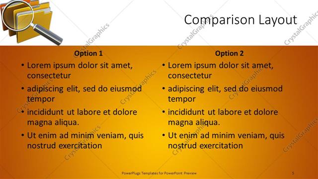 Comparison presentation slide layout