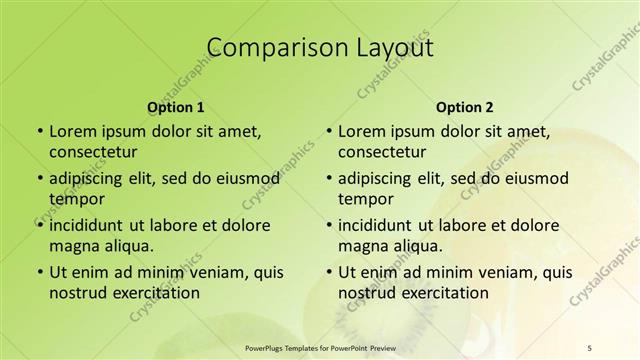 Comparison presentation slide layout
