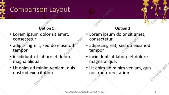Comparison presentation slide layout