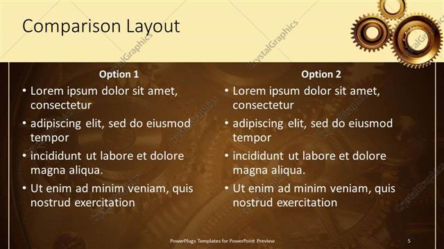 Comparison presentation slide layout
