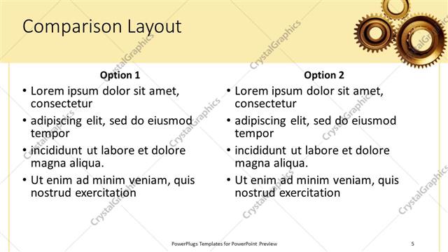 Comparison presentation slide layout