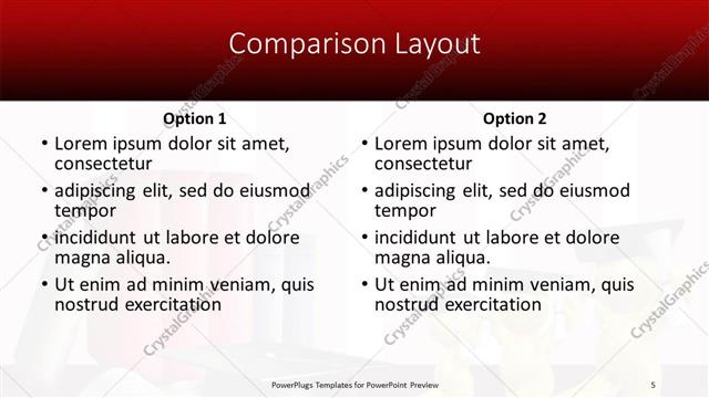 Comparison presentation slide layout