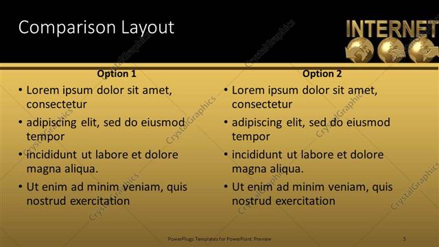 Comparison presentation slide layout