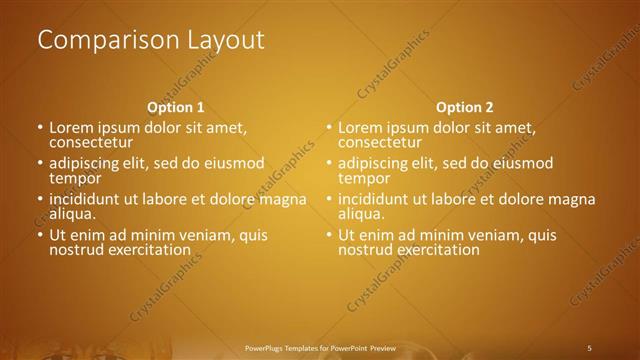 Comparison presentation slide layout