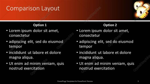 Comparison presentation slide layout