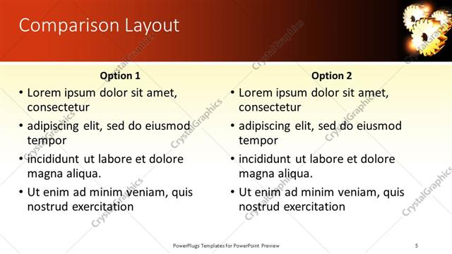 Comparison presentation slide layout