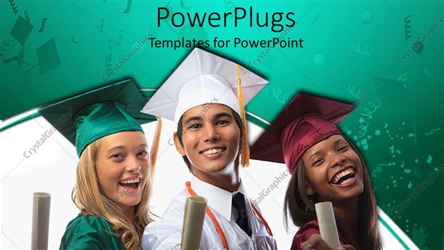  Presentation with graduation - Three graduates being happy on their graduation