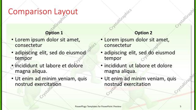Comparison presentation slide layout