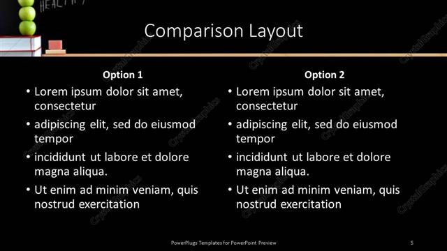 Comparison presentation slide layout