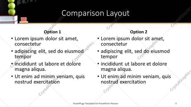 Comparison presentation slide layout