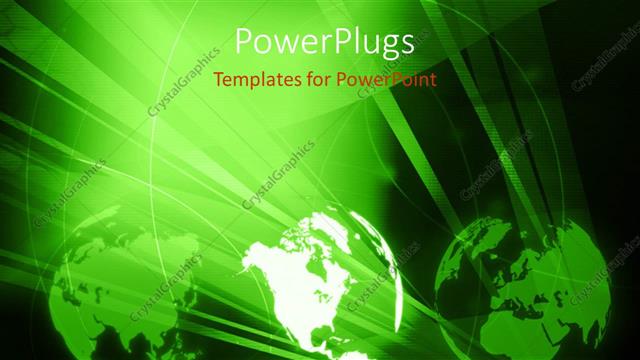  Presentation with balck - Three green colored globes shinning brightly on a balck background