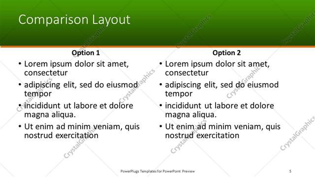 Comparison presentation slide layout