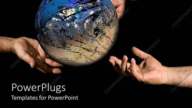  Presentation with divine - Three hands trying to hold the globe