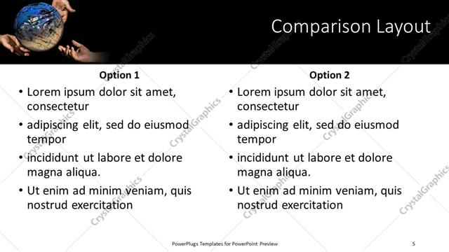 Comparison presentation slide layout