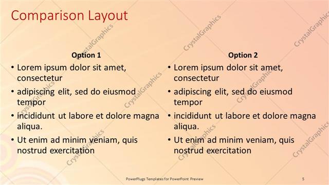 Comparison presentation slide layout