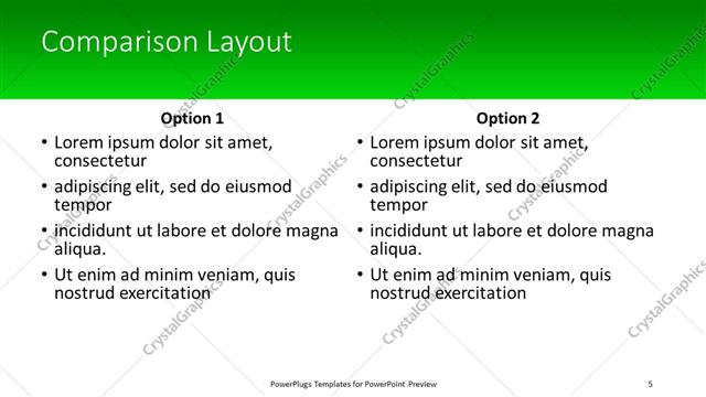 Comparison presentation slide layout