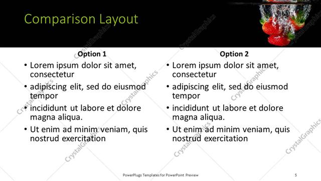 Comparison presentation slide layout