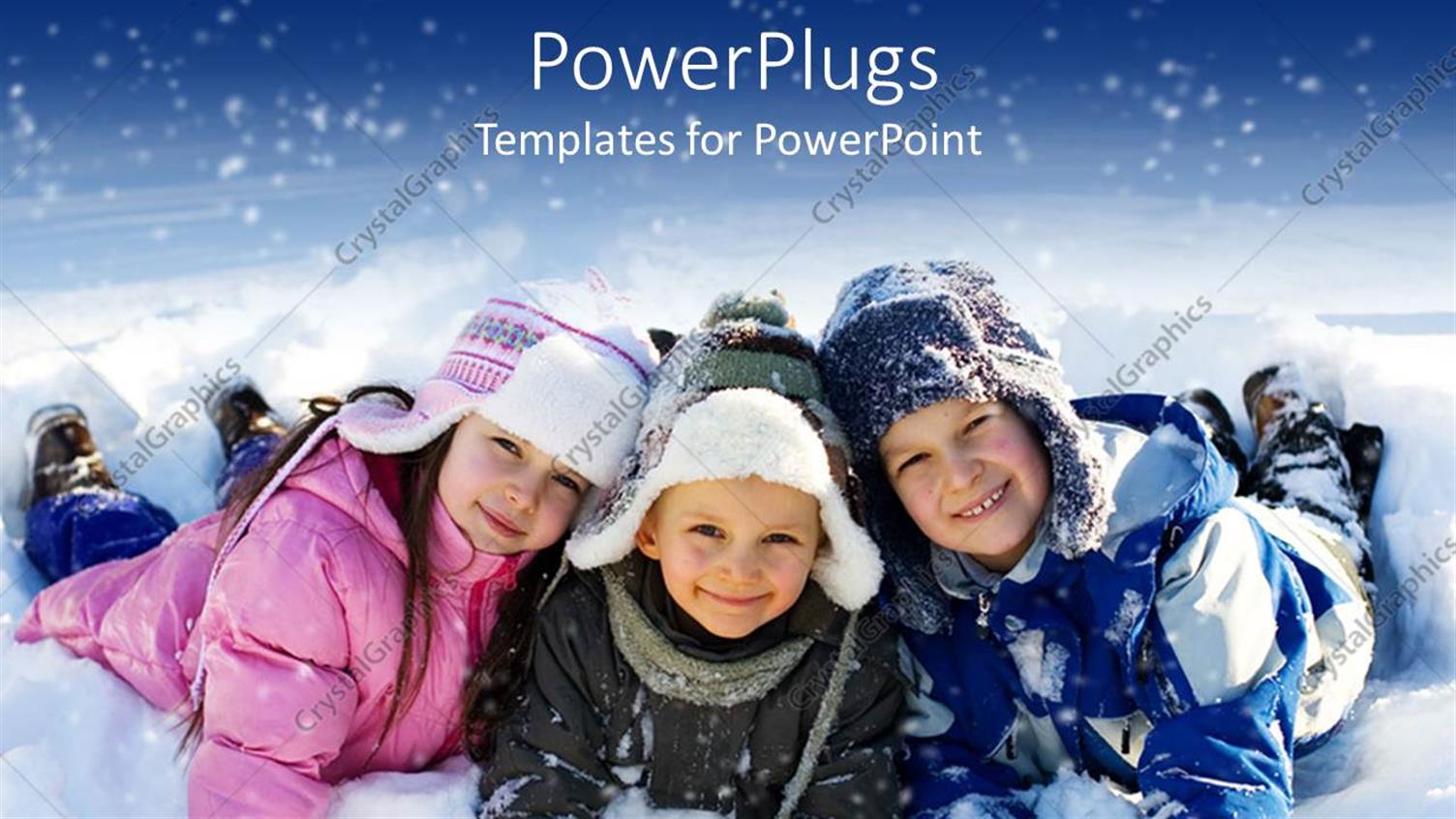 Featuring Three Kids Lying Down on Snow