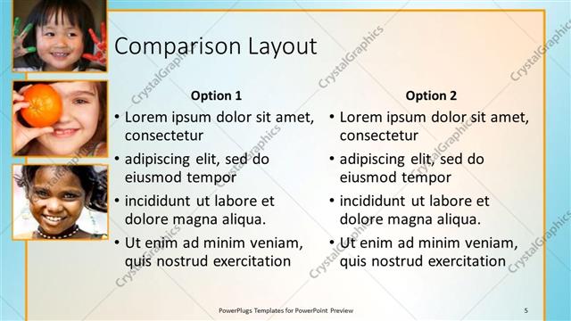 Comparison presentation slide layout