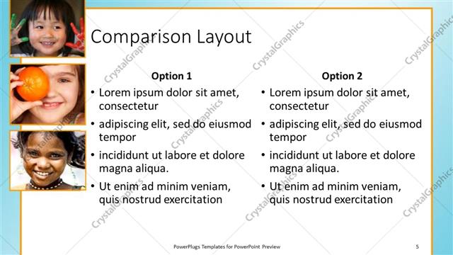 Comparison presentation slide layout