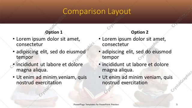 Comparison presentation slide layout