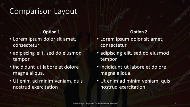 Comparison presentation slide layout