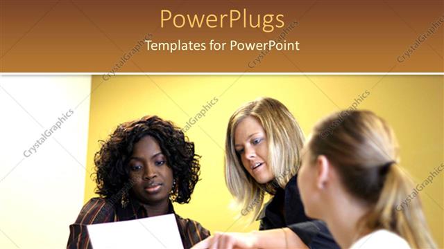  Presentation with meeting - Three ladies having a meeting and looking at reports