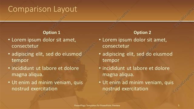 Comparison presentation slide layout