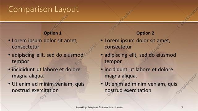 Comparison presentation slide layout