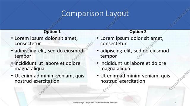 Comparison presentation slide layout