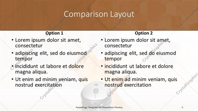 Comparison presentation slide layout