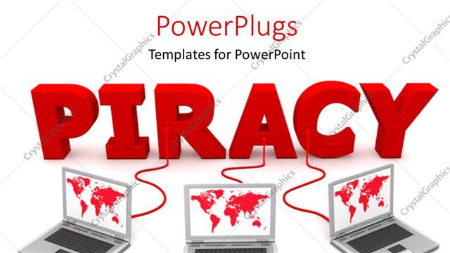  Presentation with privacy - Three laptops connected to laptops with red cables depicting word privacy on white color