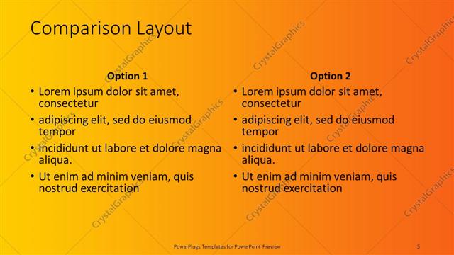 Comparison presentation slide layout
