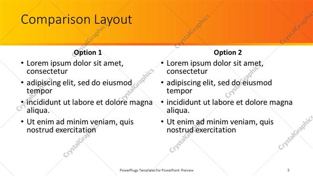 Comparison presentation slide layout