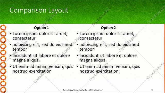 Comparison presentation slide layout