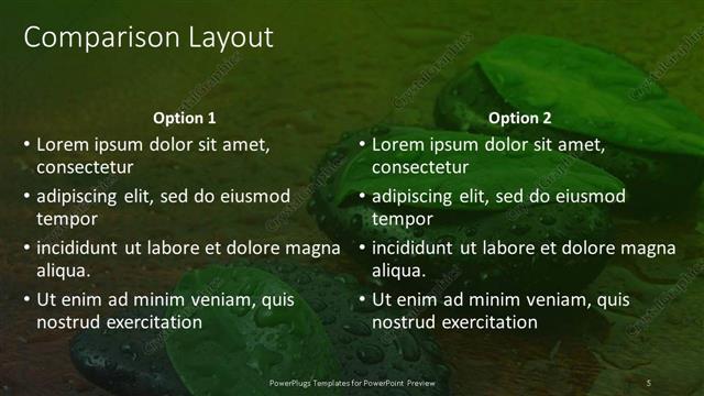 Comparison presentation slide layout