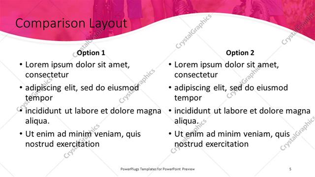 Comparison presentation slide layout