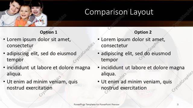 Comparison presentation slide layout